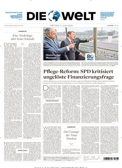 Titelbild der Ausgabe 106/2026 von Die Welt Gesamtausgabe. Diese Zeitschrift und viele weitere Zeitungsabos als Abo oder epaper bei United Kiosk online kaufen.