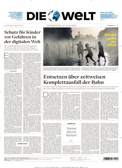 Titelbild der Ausgabe 120/2026 von Die Welt Gesamtausgabe. Diese Zeitschrift und viele weitere Zeitungsabos als Abo oder epaper bei United Kiosk online kaufen.