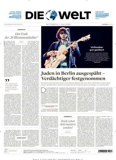 Titelbild der Ausgabe 125/2025 von Die Welt Gesamtausgabe. Diese Zeitschrift und viele weitere Zeitungsabos als Abo oder epaper bei United Kiosk online kaufen.