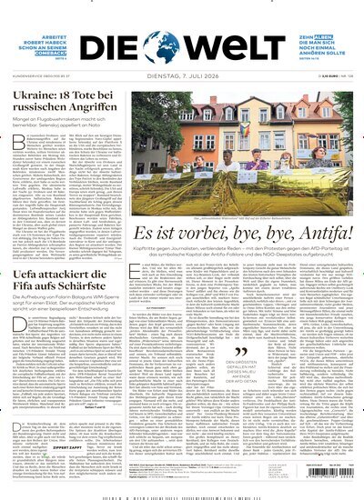 Titelbild der Ausgabe 128/2026 von Die Welt Gesamtausgabe. Diese Zeitschrift und viele weitere Zeitungsabos als Abo oder epaper bei United Kiosk online kaufen.