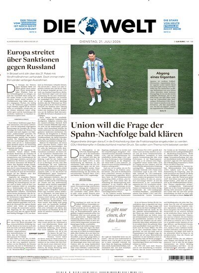 Titelbild der Ausgabe 138/2026 von Die Welt Gesamtausgabe. Diese Zeitschrift und viele weitere Zeitungsabos als Abo oder epaper bei United Kiosk online kaufen.