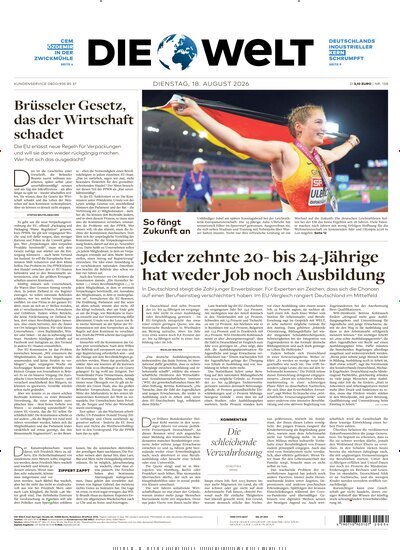 Titelbild der Ausgabe 158/2026 von Die Welt Gesamtausgabe. Diese Zeitschrift und viele weitere Zeitungsabos als Abo oder epaper bei United Kiosk online kaufen.