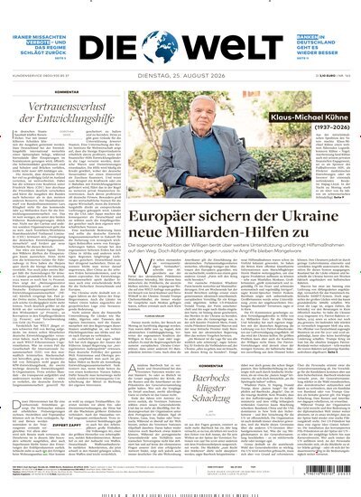 Titelbild der Ausgabe 163/2026 von Die Welt Gesamtausgabe. Diese Zeitschrift und viele weitere Zeitungsabos als Abo oder epaper bei United Kiosk online kaufen.