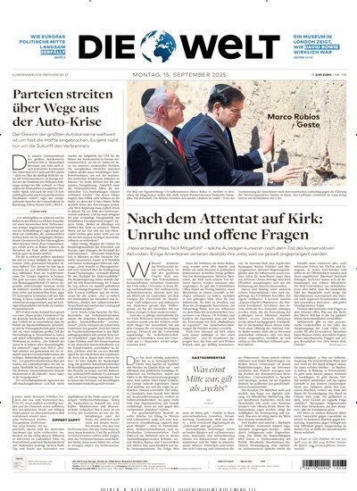 Titelbild der Ausgabe 177/2025 von Die Welt Gesamtausgabe. Diese Zeitschrift und viele weitere Zeitungsabos als Abo oder epaper bei United Kiosk online kaufen.