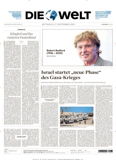 Titelbild der Ausgabe 179/2025 von Die Welt Gesamtausgabe. Diese Zeitschrift und viele weitere Zeitungsabos als Abo oder epaper bei United Kiosk online kaufen.