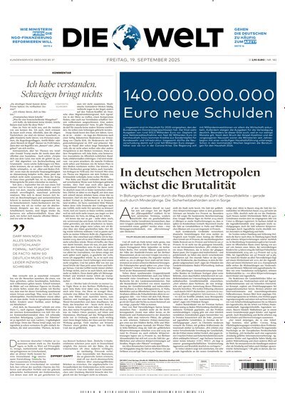 Titelbild der Ausgabe 181/2025 von Die Welt Gesamtausgabe. Diese Zeitschrift und viele weitere Zeitungsabos als Abo oder epaper bei United Kiosk online kaufen.