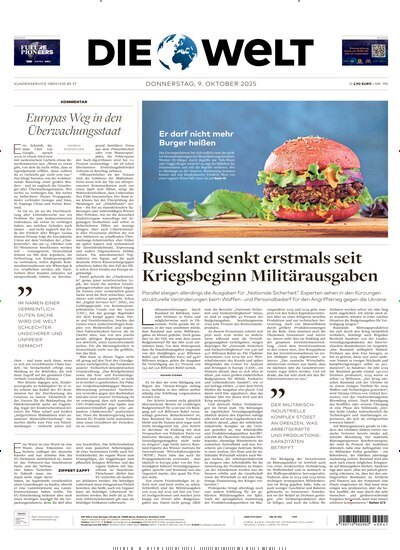 Titelbild der Ausgabe 194/2025 von Die Welt Gesamtausgabe. Diese Zeitschrift und viele weitere Zeitungsabos als Abo oder epaper bei United Kiosk online kaufen.