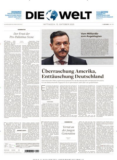 Titelbild der Ausgabe 198/2025 von Die Welt Gesamtausgabe. Diese Zeitschrift und viele weitere Zeitungsabos als Abo oder epaper bei United Kiosk online kaufen.