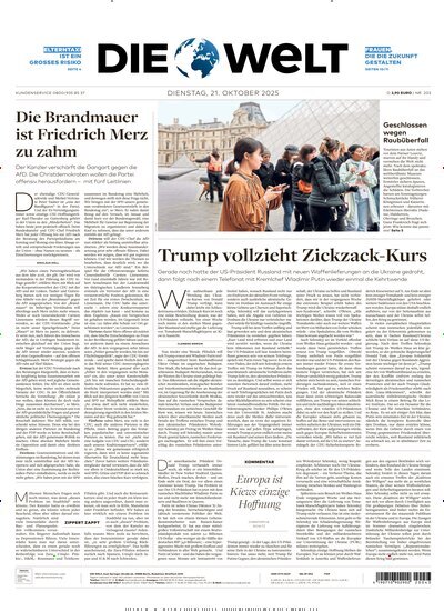 Titelbild der Ausgabe 202/2025 von Die Welt Gesamtausgabe. Diese Zeitschrift und viele weitere Zeitungsabos als Abo oder epaper bei United Kiosk online kaufen.