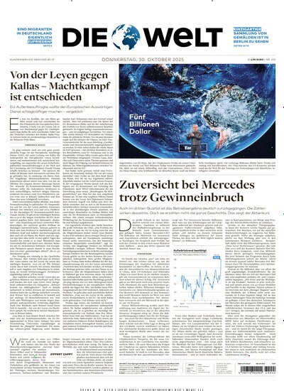 Titelbild der Ausgabe 209/2025 von Die Welt Gesamtausgabe. Diese Zeitschrift und viele weitere Zeitungsabos als Abo oder epaper bei United Kiosk online kaufen.