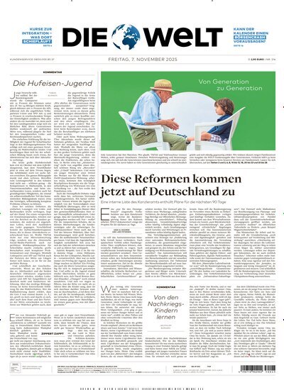 Titelbild der Ausgabe 215/2025 von Die Welt Gesamtausgabe. Diese Zeitschrift und viele weitere Zeitungsabos als Abo oder epaper bei United Kiosk online kaufen.