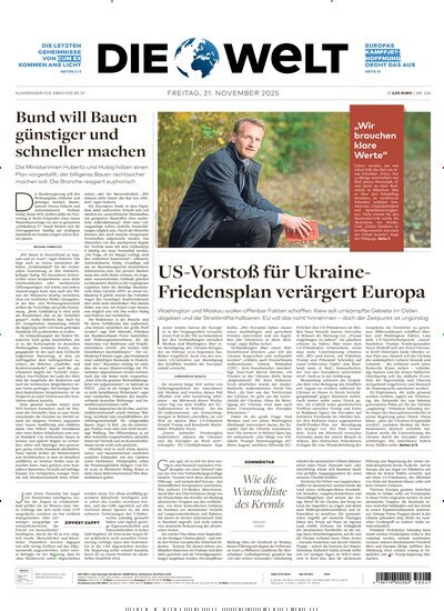 Titelbild der Ausgabe 225/2025 von Die Welt Gesamtausgabe. Diese Zeitschrift und viele weitere Zeitungsabos als Abo oder epaper bei United Kiosk online kaufen.