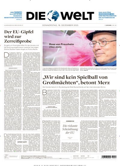 Titelbild der Ausgabe 244/2025 von Die Welt Gesamtausgabe. Diese Zeitschrift und viele weitere Zeitungsabos als Abo oder epaper bei United Kiosk online kaufen.