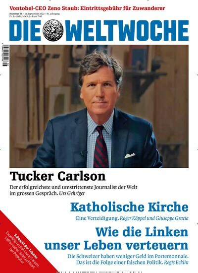 Titelbild der Ausgabe 38/2023 von Die Weltwoche. Diese Zeitschrift und viele weitere Wirtschaftsmagazine und Politikmagazine als Abo oder epaper bei United Kiosk online kaufen.