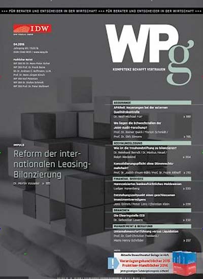 Titelbild der Ausgabe 1/2021 von Die Wirtschaftsprüfung WPg. Diese Zeitschrift und viele weitere Businessmagazine als Abo oder epaper bei United Kiosk online kaufen.