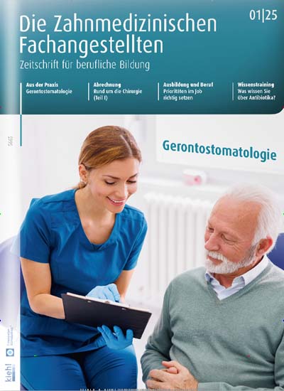 Titelbild der Ausgabe 1/2025 von Die Zahnmedizinischen Fachangestellten. Diese Zeitschrift und viele weitere Pflegezeitschriften und medizinische Fachzeitschriften als Abo oder epaper bei United Kiosk online kaufen.