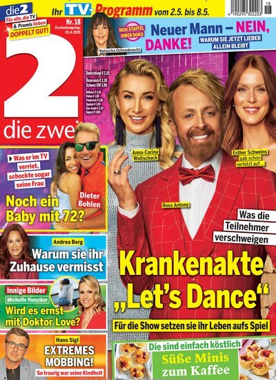 Titelbild der Ausgabe 18/2026 von die zwei. Diese Zeitschrift und viele weitere Programmzeitschriften als Abo oder epaper bei United Kiosk online kaufen.