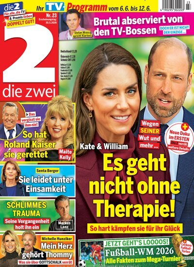 Titelbild der Ausgabe 23/2026 von die zwei. Diese Zeitschrift und viele weitere Programmzeitschriften als Abo oder epaper bei United Kiosk online kaufen.