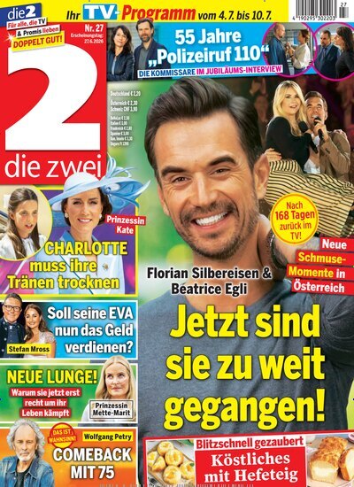 Titelbild der Ausgabe 27/2026 von die zwei. Diese Zeitschrift und viele weitere Programmzeitschriften als Abo oder epaper bei United Kiosk online kaufen.