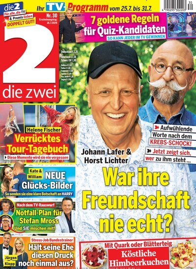 Titelbild der Ausgabe 30/2026 von die zwei. Diese Zeitschrift und viele weitere Programmzeitschriften als Abo oder epaper bei United Kiosk online kaufen.