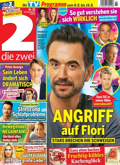 Titelbild der Ausgabe 32/2026 von die zwei. Diese Zeitschrift und viele weitere Programmzeitschriften als Abo oder epaper bei United Kiosk online kaufen.