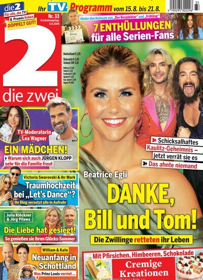 Titelbild der Ausgabe 33/2026 von die zwei. Diese Zeitschrift und viele weitere Programmzeitschriften als Abo oder epaper bei United Kiosk online kaufen.