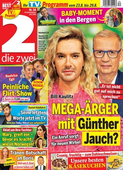 Titelbild der Ausgabe 34/2025 von die zwei. Diese Zeitschrift und viele weitere Programmzeitschriften als Abo oder epaper bei United Kiosk online kaufen.