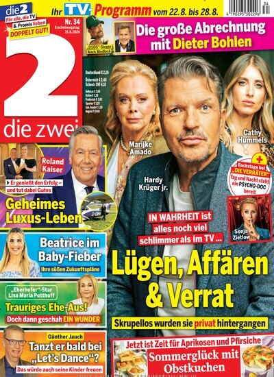 Titelbild der Ausgabe 34/2026 von die zwei. Diese Zeitschrift und viele weitere Programmzeitschriften als Abo oder epaper bei United Kiosk online kaufen.