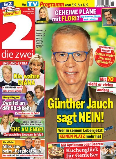 Titelbild der Ausgabe 36/2026 von die zwei. Diese Zeitschrift und viele weitere Programmzeitschriften als Abo oder epaper bei United Kiosk online kaufen.