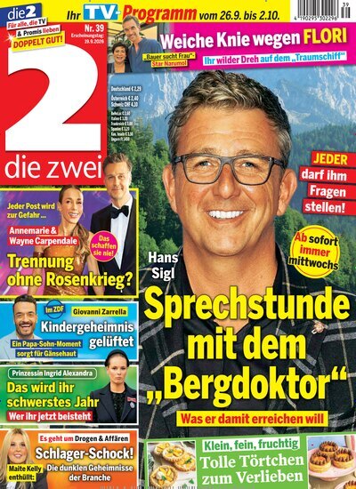 Titelbild der Ausgabe 39/2026 von die zwei. Diese Zeitschrift und viele weitere Programmzeitschriften als Abo oder epaper bei United Kiosk online kaufen.