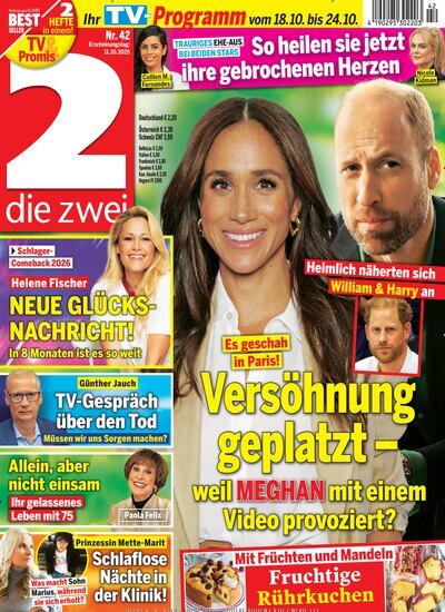 Titelbild der Ausgabe 42/2025 von die zwei. Diese Zeitschrift und viele weitere Programmzeitschriften als Abo oder epaper bei United Kiosk online kaufen.