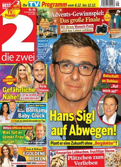 Titelbild der Ausgabe 49/2025 von die zwei. Diese Zeitschrift und viele weitere Programmzeitschriften als Abo oder epaper bei United Kiosk online kaufen.