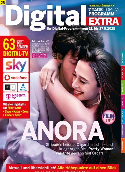 Titelbild der Ausgabe 25/2025 von Digital EXTRA. Diese Zeitschrift und viele weitere Programmzeitschriften als Abo oder epaper bei United Kiosk online kaufen.