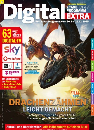 Titelbild der Ausgabe 51/2025 von Digital EXTRA. Diese Zeitschrift und viele weitere Programmzeitschriften als Abo oder epaper bei United Kiosk online kaufen.