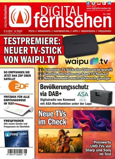 Titelbild der Ausgabe 8/2025 von Digital Fernsehen. Diese Zeitschrift und viele weitere Audiomagazine, Filmmagazine und Fotozeitschriften als Abo oder epaper bei United Kiosk online kaufen.