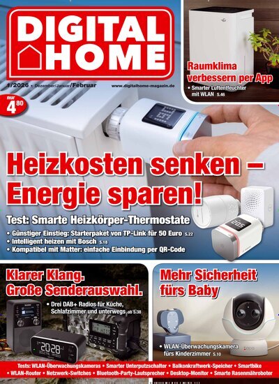 Titelbild der Ausgabe 1/2026 von Digital Home. Diese Zeitschrift und viele weitere Audiomagazine, Filmmagazine und Fotozeitschriften als Abo oder epaper bei United Kiosk online kaufen.