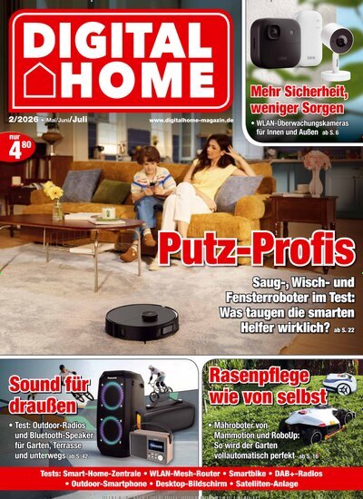 Titelbild der Ausgabe 2/2026 von Digital Home. Diese Zeitschrift und viele weitere Audiomagazine, Filmmagazine und Fotozeitschriften als Abo oder epaper bei United Kiosk online kaufen.