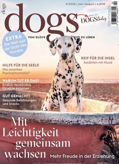 Titelbild der Ausgabe 4/2026 von Dogs. Diese Zeitschrift und viele weitere Elternzeitschriften und Tierzeitschriften als Abo oder epaper bei United Kiosk online kaufen.