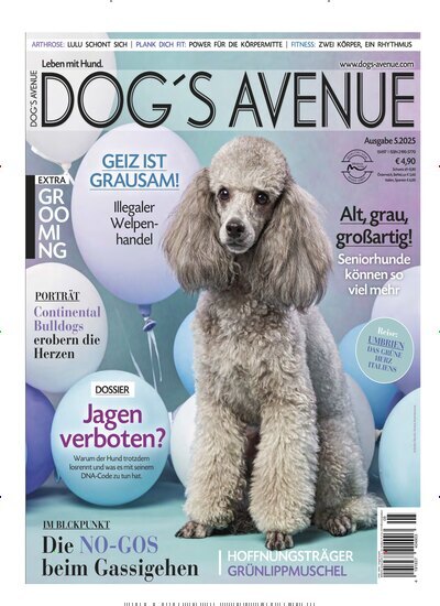 Titelbild der Ausgabe 5/2025 von Dogs Avenue. Diese Zeitschrift und viele weitere Elternzeitschriften und Tierzeitschriften als Abo oder epaper bei United Kiosk online kaufen.