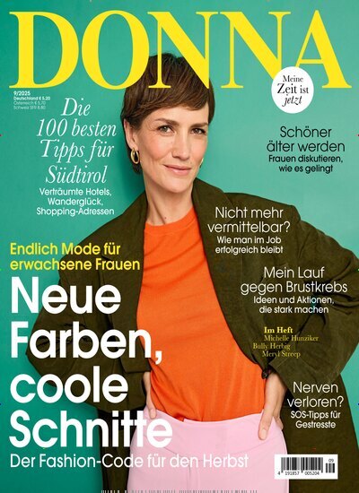 Titelbild der Ausgabe 9/2025 von Donna. Diese Zeitschrift und viele weitere Frauenzeitschriften als Abo oder epaper bei United Kiosk online kaufen.
