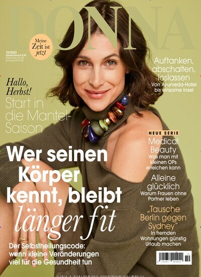 Titelbild der Ausgabe 10/2023 von Donna. Diese Zeitschrift und viele weitere Frauenzeitschriften als Abo oder epaper bei United Kiosk online kaufen.