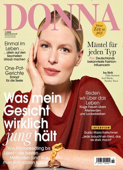 Titelbild der Ausgabe 11/2025 von Donna. Diese Zeitschrift und viele weitere Frauenzeitschriften als Abo oder epaper bei United Kiosk online kaufen.