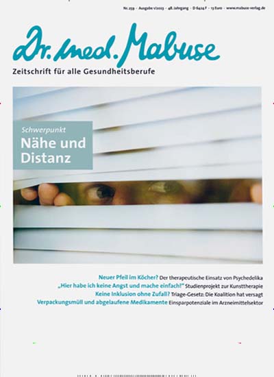 Titelbild der Ausgabe 2/2023 von Dr. med. Mabuse. Diese Zeitschrift und viele weitere Pflegezeitschriften und medizinische Fachzeitschriften als Abo oder epaper bei United Kiosk online kaufen.