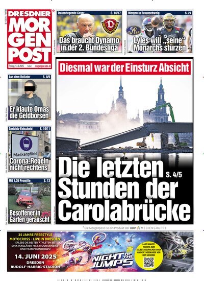 Titelbild der Ausgabe 137/2025 von Dresdner Morgenpost. Diese Zeitschrift und viele weitere Zeitungsabos als Abo oder epaper bei United Kiosk online kaufen.