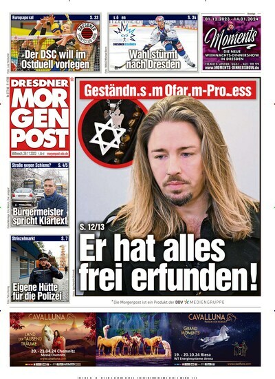 Titelbild der Ausgabe 277/2023 von Dresdner Morgenpost. Diese Zeitschrift und viele weitere Zeitungsabos als Abo oder epaper bei United Kiosk online kaufen.