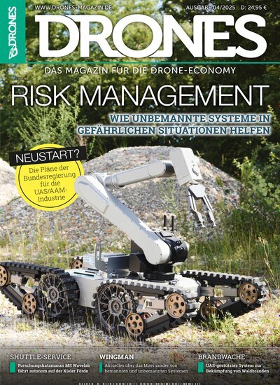 Titelbild der Ausgabe 4/2025 von Drones. Diese Zeitschrift und viele weitere Computerzeitschriften, Tabletmagazine und Smartphonemagazine als Abo oder epaper bei United Kiosk online kaufen.