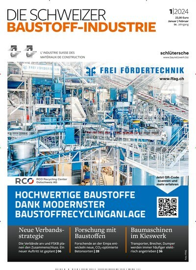 Titelbild der Ausgabe 1/2024 von DSB - Die Schweizer Baustoff-Industrie. Diese Zeitschrift und viele weitere Architekturzeitschriften und Bauzeitschriften als Abo oder epaper bei United Kiosk online kaufen.