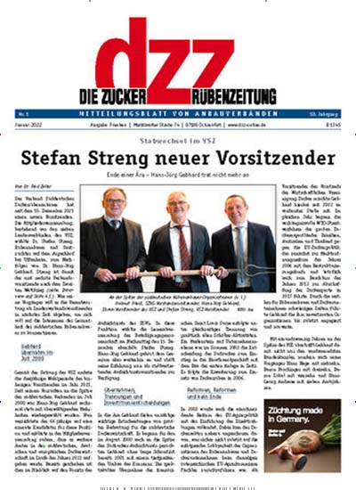 Titelbild der Ausgabe 1/2022 von dzz - Die Zuckerrüben Zeitung. Diese Zeitschrift und viele weitere Naturzeitschriften, Landwirtschaftszeitungen und Umweltmagazine als Abo oder epaper bei United Kiosk online kaufen.