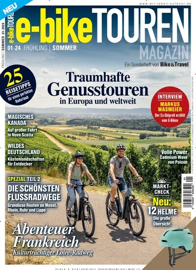 Titelbild der Ausgabe 1/2024 von e-bike Touren Magazin. Diese Zeitschrift und viele weitere Sportmagazine als Abo oder epaper bei United Kiosk online kaufen.