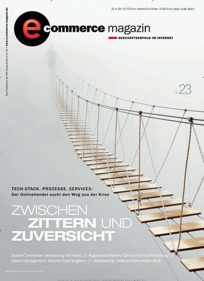 Titelbild der Ausgabe 3/2023 von e-commerce magazin. Diese Zeitschrift und viele weitere Businessmagazine als Abo oder epaper bei United Kiosk online kaufen.